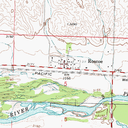Topographic Map of Roscoe Post Office, NE