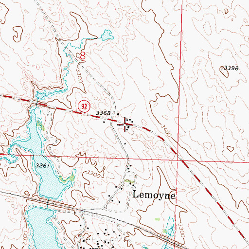 Topographic Map of Lemoyne Public School, NE