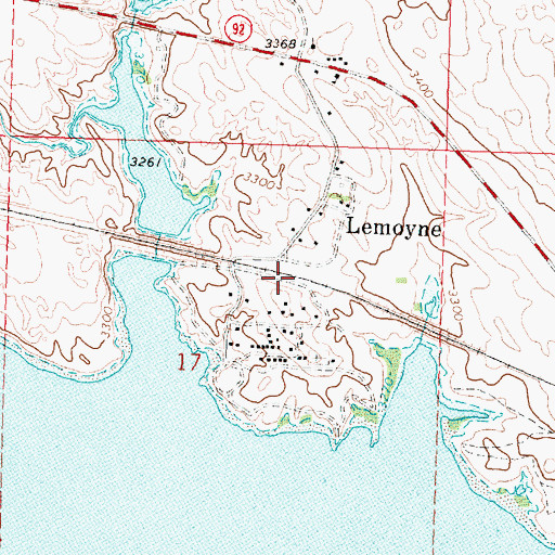 Topographic Map of Lemoyne, NE