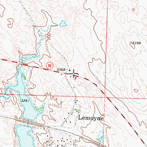 Topographic Map of Lemoyne Post Office, NE