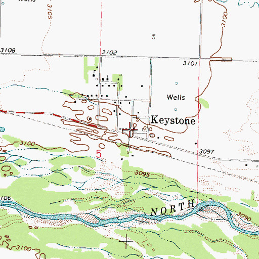 Topographic Map of Keystone Post Office, NE