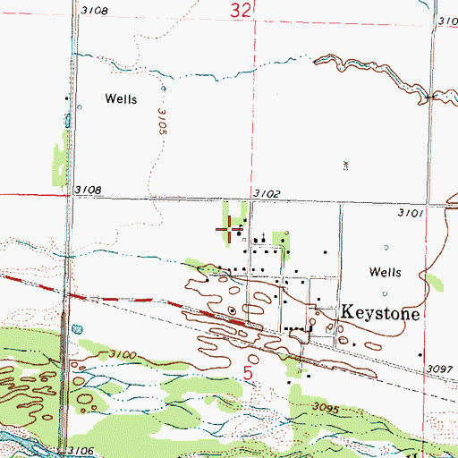 Topographic Map of Keystone Public School, NE