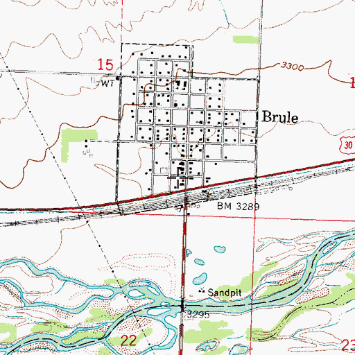 Topographic Map of Brule Post Office, NE
