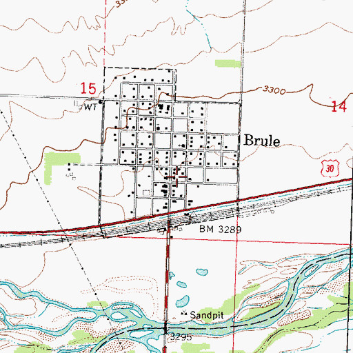 Topographic Map of Brule Volunteer Fire Department, NE