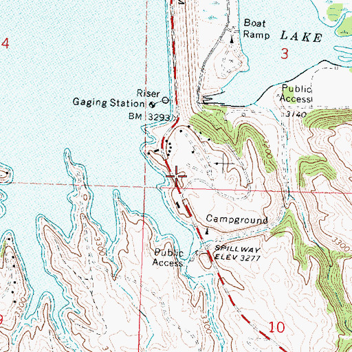 Topographic Map of Spillway Bay Campground, NE