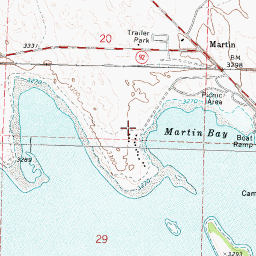 Topographic Map of Martin Bay Campground, NE