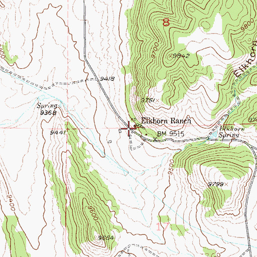 Topographic Map of Elkhorn Ranch, CO