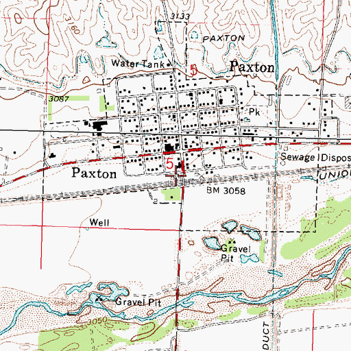 Topographic Map of Paxton, NE