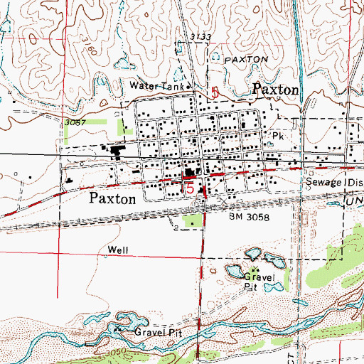 Topographic Map of Paxton Volunteer Fire and Rescue, NE