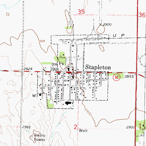 Topographic Map of Stapleton Volunteer Fire Department, NE