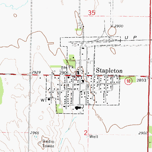 Topographic Map of Stapleton Post Office, NE