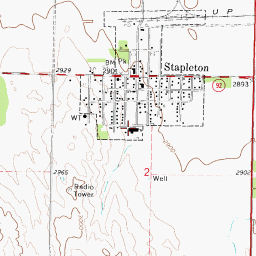 Topographic Map of Stapleton Public Schools, NE