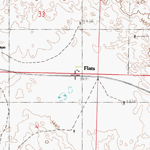 Topographic Map of Flats Post Office (historical), NE