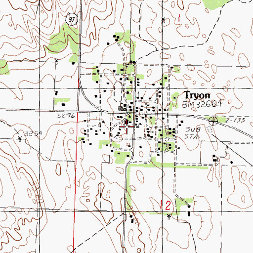 Topographic Map of McPherson County Rural Fire Department, NE