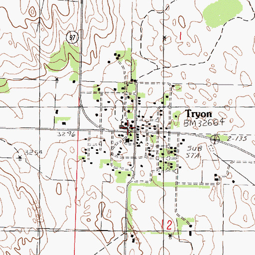 Topographic Map of Tryon Post Office, NE
