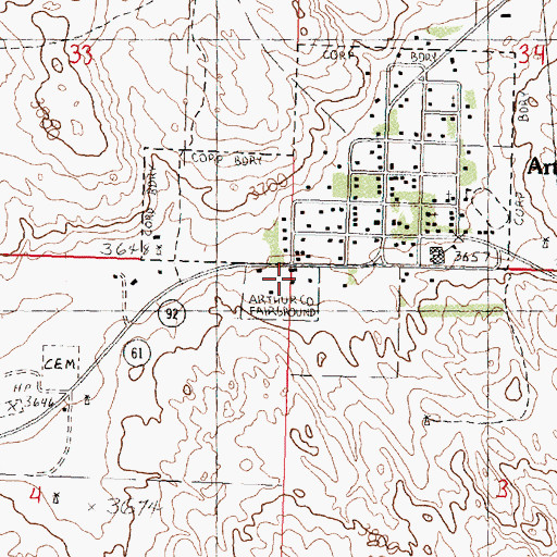 Topographic Map of Arthur County Fairground, NE