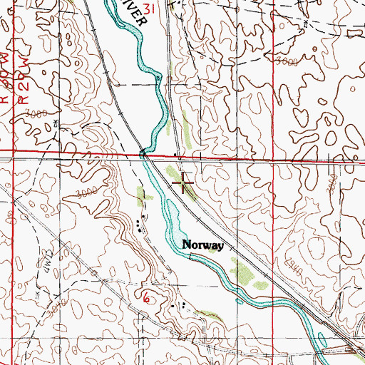 Topographic Map of Norway Post Office (historical), NE