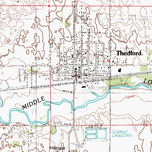 Topographic Map of Thedford Volunteer Fire Department, NE