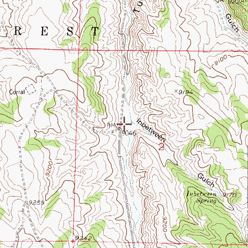 Topographic Map of Inbetween Gulch, CO