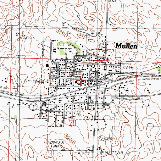 Topographic Map of Mullen Dental Associates Center, NE