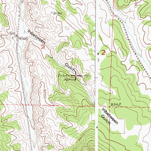 Topographic Map of Inbetween Spring, CO