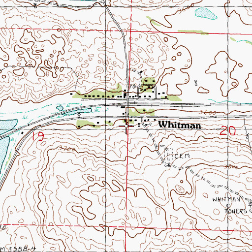 Topographic Map of Whitman Elementary School, NE