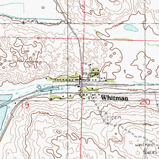 Topographic Map of Whitman, NE