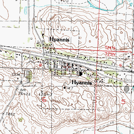 Topographic Map of Hyannis Post Office, NE