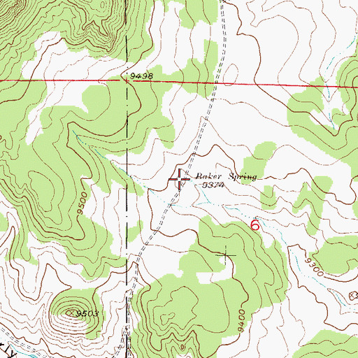 Topographic Map of Baker Spring, CO