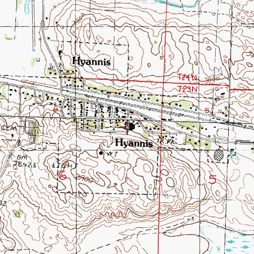 Topographic Map of Hyannis Elementary School, NE