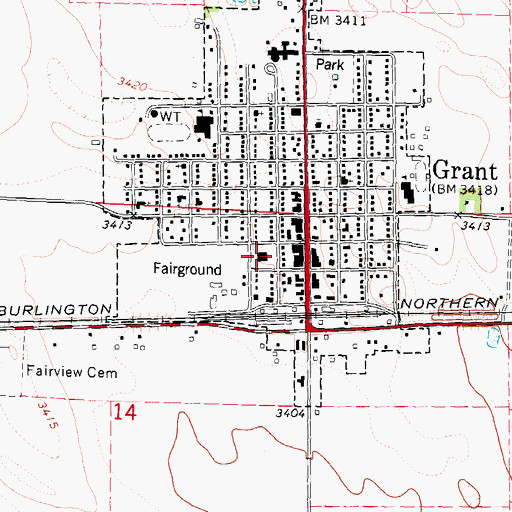 Topographic Map of Perkins County Courthouse, NE