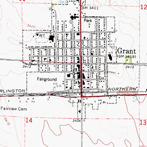 Topographic Map of Grant Medical Clinic, NE