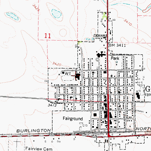 Topographic Map of Grant High School, NE