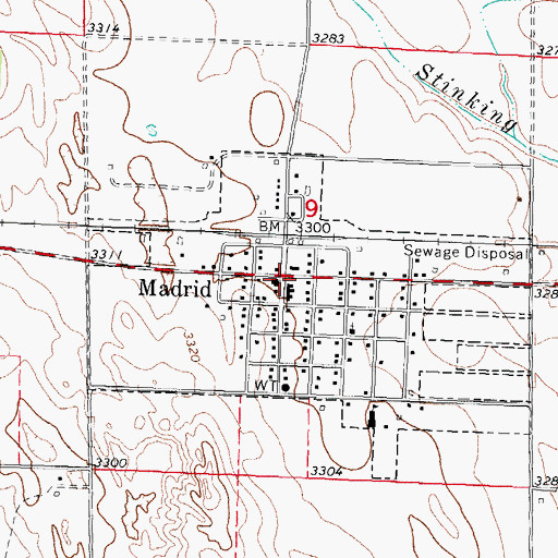 Topographic Map of Madrid, NE