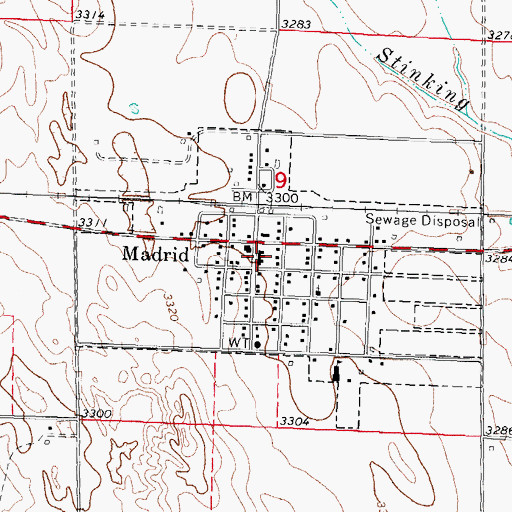 Topographic Map of Madrid Post Office, NE