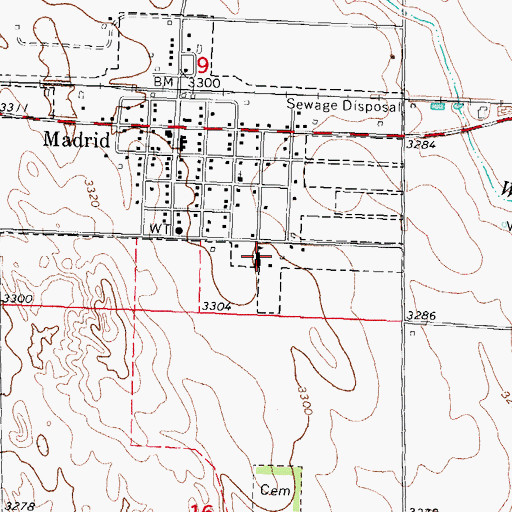 Topographic Map of Wheatland High School, NE