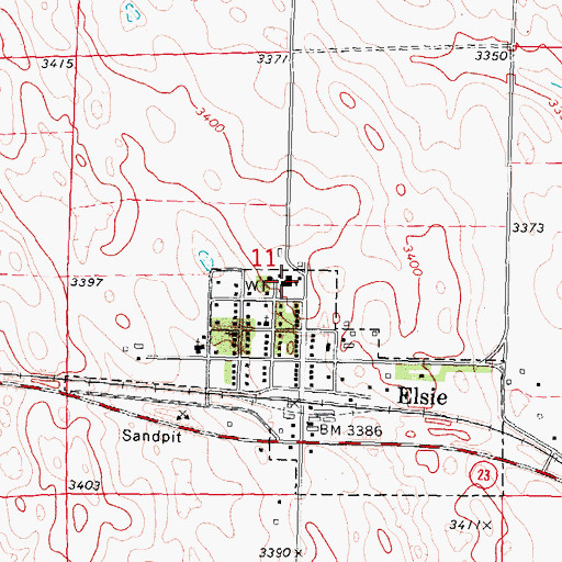 Topographic Map of Wheatland Elementary School, NE