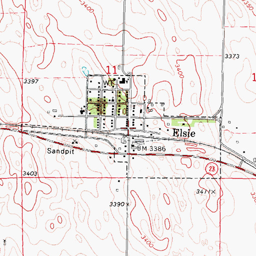 Topographic Map of Elsie Volunteer Fire Department, NE