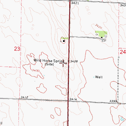 Topographic Map of Wild Horse Spring Historical Marker, NE