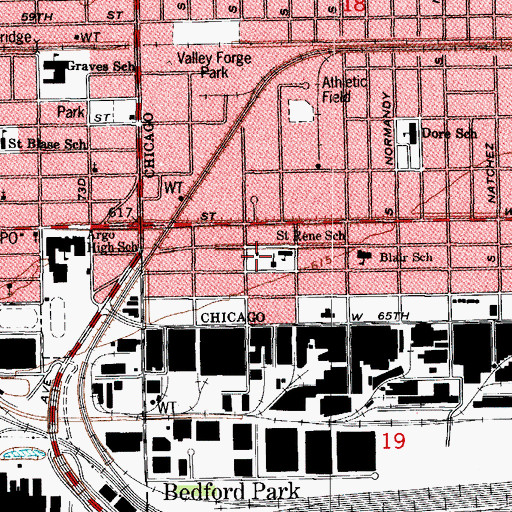 Topographic Map of Saint Rene Roman Catholic Church, IL