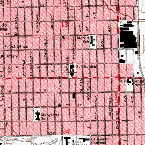 Topographic Map of Saint Rita Roman Catholic Church, IL
