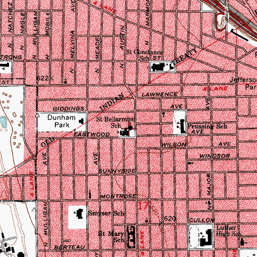 Topographic Map of Saint Robert Bellarmine Roman Catholic Church, IL