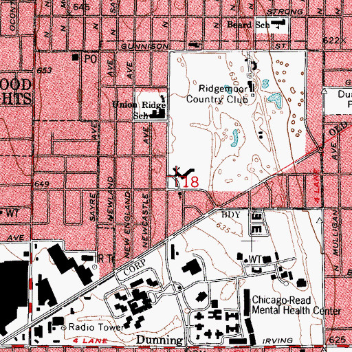 Topographic Map of Saint Rosalie Roman Catholic Church, IL