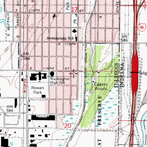 Topographic Map of Serbian Saint Simeon Mirotociv Orthodox Church, IL