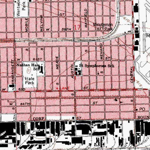 Topographic Map of Saint Symphorosas Roman Catholic Church, IL