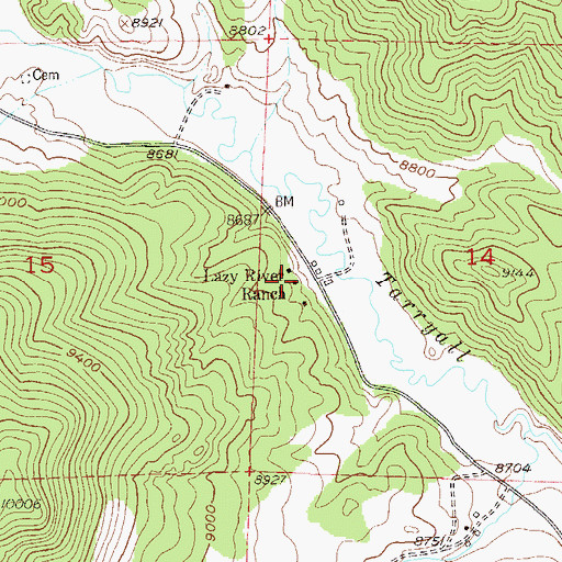 Topographic Map of Lazy River Ranch, CO