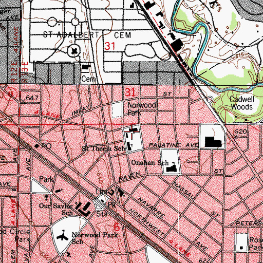 Topographic Map of Saint Thecla Roman Catholic Church, IL