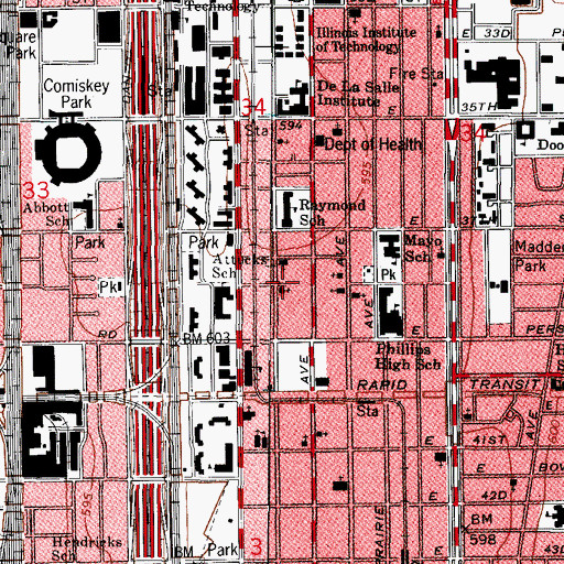Topographic Map of Saint Thomas Episcopal Church, IL
