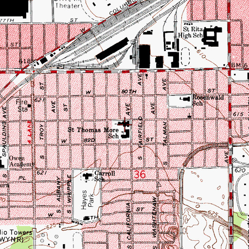 Topographic Map of Saint Thomas More Roman Catholic Church, IL