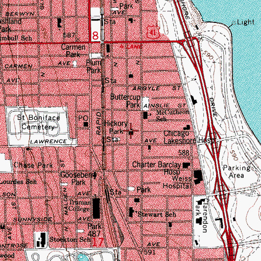 Topographic Map of Saint Thomas of Canterbury Elementary School, IL